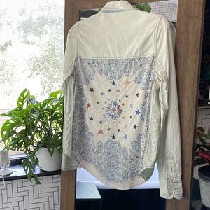 Free People Handkerchief Denim Shirt Sz XS